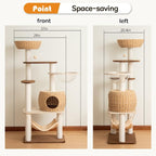 56.6in Large Wooden cat Tower for Large Multiple Cats,cat Tree with Observation Deck, Suitable for Summer and Winter 144CM (Particleboard)