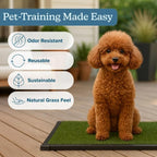 PETMAKER Artificial Grass Puppy Pee Pad for Dogs and Small Pets, 16” x 20” | Reusable 3-Layer Turf Pads for Dogs with Tray, Indoor and Outdoor Fake Grass Potty, Pet Supplies