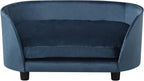 Pet Sofa Bed,Cat Sofa Couch,Small Dog Beds,Pet Sofa Couch, Cat Beds,Wooden Frame and Velvet Fabric and Washable Cushion, Comfy Dog Couch for for Small Dogs &Cats&Puppy (Blue)