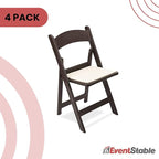 EventStable Titan PRO Resin Folding Chair - Dark Brown Indoor/Outdoor Lightweight Folding Chair - Vinyl Padded Foldable Chair for Weddings Parties Events - 4 Pack