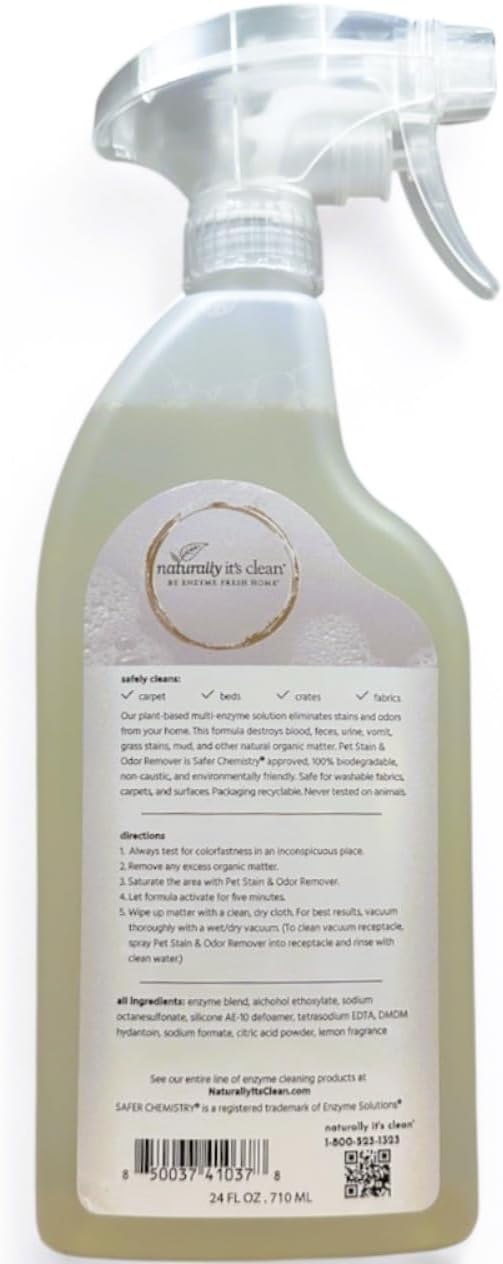 naturally it's clean Enzyme Pet Stain & Odor Remover | Plant-Based Cleaner for Dog Poop, Cat Urine, Vomit & More | Powerful Odor Eliminator | Biodegradable & Safe for Pets | Made in USA