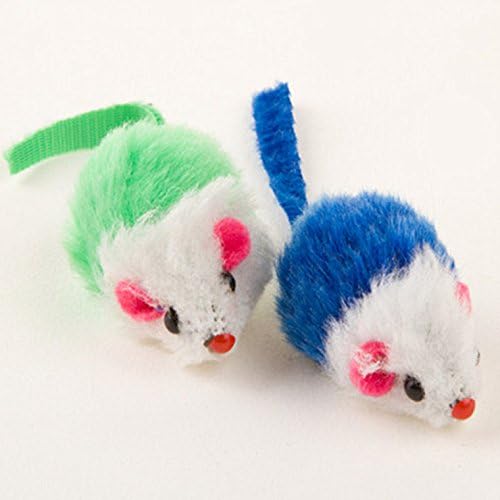 Play Fur Mice Cat Toys – Mixed Bag of 10 Play Mice with Rattling Sounds – 4 Color Variety Pack of Catnip Toy