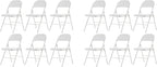 12 Pack White Folding Chairs with Padded Seats, Portable Stackable Foldable Chairs for Indoor and Outdoor, Commercial Seat with Metal Frame for Events Office Wedding Party, 330lbs Capacity