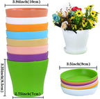 50 Pack 4 Inch Plant Pots Bulk Small Plastic Planters Pots with Drainage Holes Flower Pot for Succulent, Cactus, Herb, African Violet (50pcs-Multicolor, 4Inches)