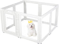Clear Acrylic Plastic Dog Playpen - Clear Dog Play Pen - Easy Assemble Acrylic Dog Playpen - Puppy Playpen, Cat Playpen, Small Animal Playpen, Dog Play Pen Indoors (White, 23.6“ H, 8PCS)