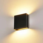 Indoor Outdoor Wall Light, 5%-100% Dimmable, 5 Color Temperature Selectable (2700K-5000K), Modern Wall Sconce for Living Room Porch, IP65 Waterproof, 120-277V, CRI90+, ETL FCC Certified