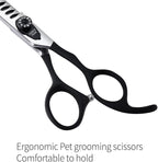Fenice Peak 7.5'' Professional Dog Grooming Scissors Set with Black Non-Slip Handle 440C Stainless Steel Straight Thinning Curved Chunker Shears 4pcs Set for Pet Grooming Services