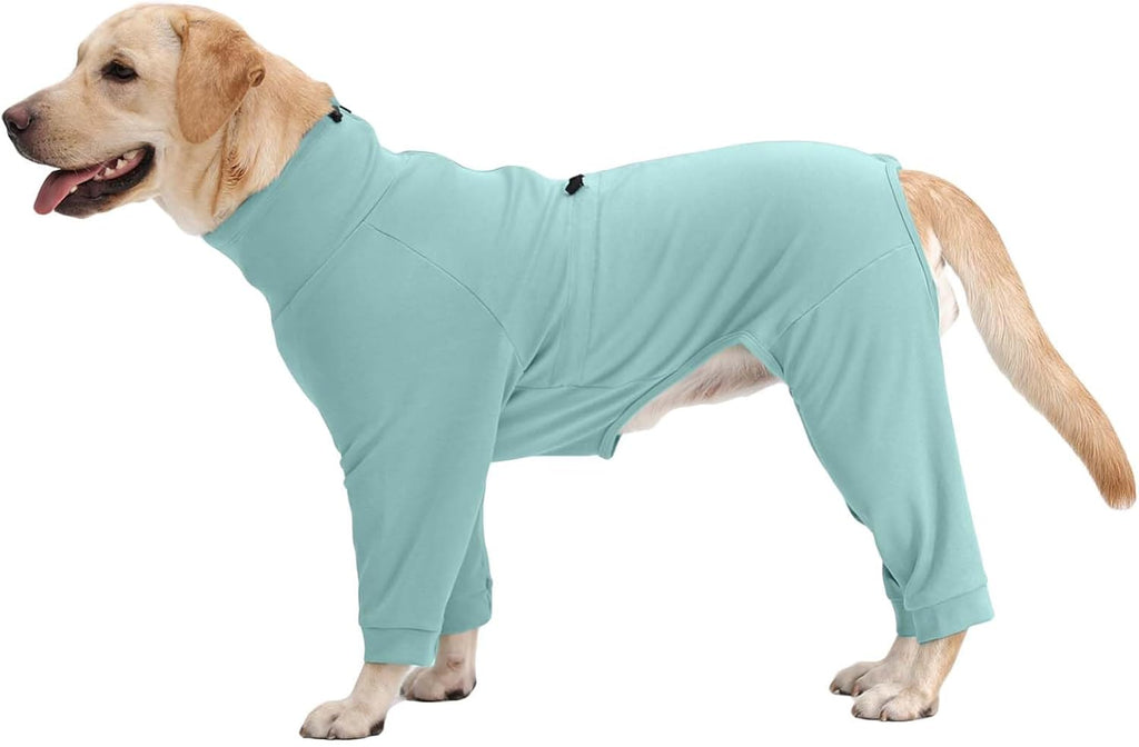 Dog Pjs for Large Breed with Zipper Back, Adjustable Long Sleeve Dog Recovery Suit for Dogs After Surgery, Soft Pet Shedding Suit E-Collar Alternative, Labrador, Golden Retriever, Green 2XL
