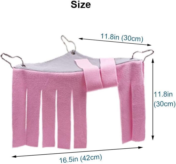 RIOUSSI Guinea Pig Hideout Hideaway Corner Fleece Toys Cage Accessories with Reversible Sides, Heart/Gray+Pink x 1 Curtain