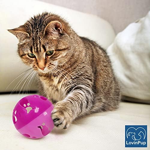 Cat Ball Toy with Bell Larger Size, Bells Jingle as Balls Roll, 3 Pack, Set of 3 Cat Toys for Small or Large Cats, or Other Animals (Pink - 3 Pack)