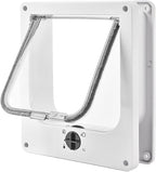 EASY JOY Cat Doors(Outer Size 8.6" x 7.5"), 4-Way Locking Cat Door for Interior Exterior Doors, Weatherproof pet Door with Magnet for Cat or Dog < 16.1 inches in Girth(White M)