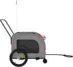 Tidyard Pet Bike Trailer Orange and Gray Oxford Fabric and Iron Pet Bicycle Carrier, Animal Bike Stroller for Cat, Puppy, Dog, Outdoor, Travel Style B