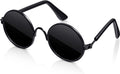 Dog Sunglasses Retro Pet Glasses Doll Glasses Classic Round Dog Glasses Metal Cat Puppy Eye Wear Hippie Costumes for Cats and Dogs, Photos Props Cosplay Party Costume (Black, Classic Style)