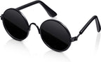 Dog Sunglasses Retro Pet Glasses Doll Glasses Classic Round Dog Glasses Metal Cat Puppy Eye Wear Hippie Costumes for Cats and Dogs, Photos Props Cosplay Party Costume (Black, Classic Style)