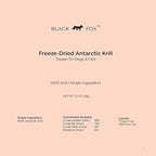 BLACK FOX Freeze-Dried Antarctic Krill Dog Treats | Cat Treats | Cat Food Topper | Dog Food Topper | 1.5 oz Single Ingredient, Raw, Healthy, All Natural, Human Grade, Omega-3 Fish Oil
