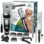 Pet Union Professional Dog Grooming Kit, Rechargeable, Cordless, Low Noise Dog Clippers for Grooming Thick Coats - Clippers, Nail Trimmer, Complete Grooming Set for Dogs, Cats and Other Pets (Chrome)
