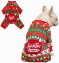 BEA Christmas Dog Pajamas for Extra Large Dogs, Soft Fleece Pet Sweater Clothes Warm Puppy Onesie Outfits for Doggie Winter Christmas - Collar Adjustable Dog Pjs Jammies, Red XL