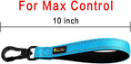 PLUTUS PET 10” Short Dog Leash, Reflective Nylon Padded Handle, Strong Traffic Leash with Carabiner Clip, Perfect for Large or Medium Dogs（10”，Blue