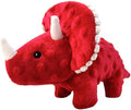 Squeaky Dog Toys Plush Dog Toy with Crinkle Paper Stuffed Durable Dog Chew Toys for Small Middle and Large Dogs Triceratops Red