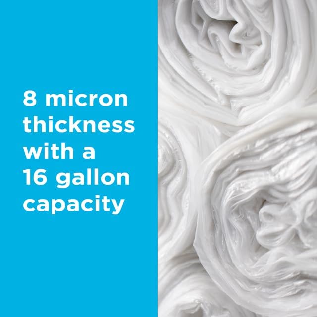 16 Gallon Trash Bags - 8 micron, 1000 Per Case, 24" x 33", 20 Rolls of 50, High Density Clear Trash Can Liners, Ideal for Small Wastebaskets in Office, and Bathroom Use