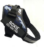 PawPawify Custom No Pull Dog Harness with Name and Phone Number, Heavy Duty Personalized Pet Vest to Prevent Tugging, Pulling, or Choking, Training and Walking (Camouflage Navy, XL (60-85 LBS))