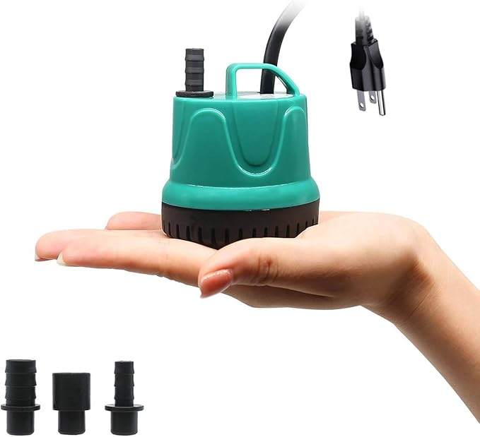 Upettools Submersible Water Pump, Ultra Silence Circulation Multifunctional Water Pump with Handle for Pond, Aquarium, Hydroponics, Fish Tank Fountain with 4.6ft (1.4M) Power Cord(66GPH,5W) Green
