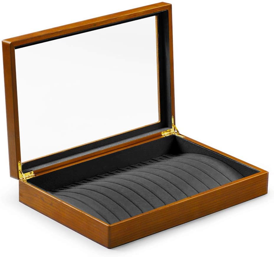 Oirlv Solid Wooden Necklace/Bracelet/Pendant Jewelry Organizer Box 13 Lattice Necklace Showcase Display Holder