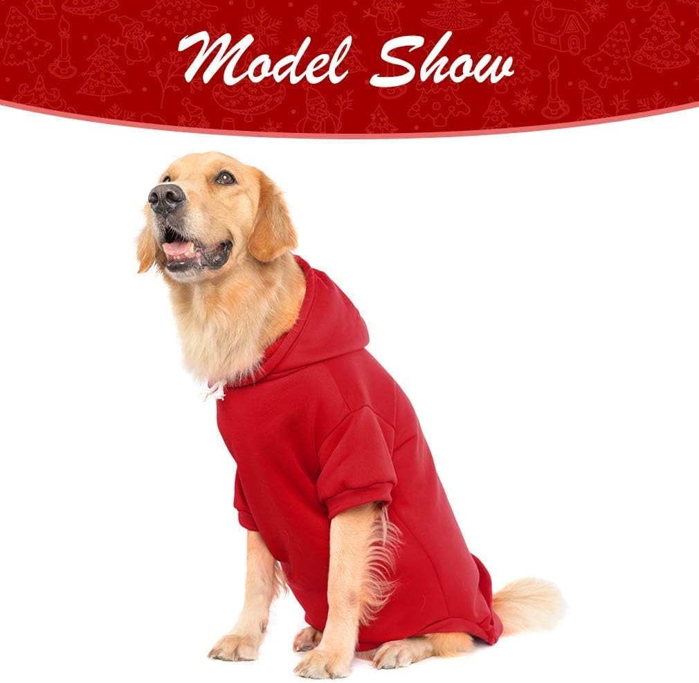 KOOLTAIL Basic Dog Hoodie - Soft and Warm Dog Hoodie Sweater with Leash Hole and Pocket, Dog Winter Coat, Cold Weather Clothes Sweatshirt for Small Medium Large Dogs Puppy Cat Boys Girls Red XL