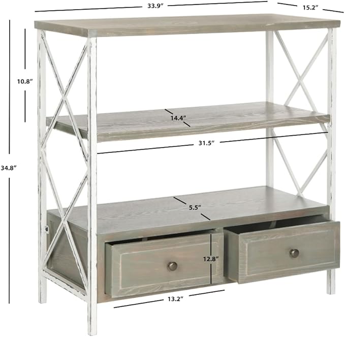 Safavieh American Homes Collection Chandra Console Table, French Grey/White Smoke