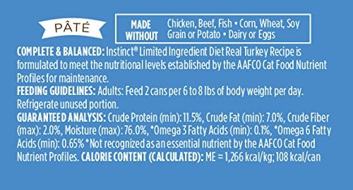 Instinct Limited Ingredient Diet, Natural Wet Cat Food, Grain Free Recipe - Real Turkey, 3 oz. Cans (Pack of 24)