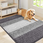 Smiry Dog Door Mat for Muddy Paws, Absorbs Moisture and Dirt, Low-Profile Entryway Mat with Non-Slip Backing, Entry Indoor Outdoor Doormat for Inside Floor (40x32 Inches, Light Grey, Striped)
