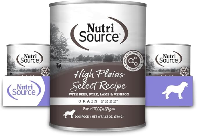 NutriSource Grain Free High Plains Select Recipe Dog Food, Premium Wet Dog Food, 12.3 Ounce (Pack of 12)