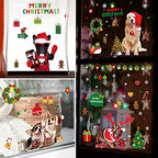 Christmas Window Clings Cat Dog Stickers for Window Glass, 290 PCS 18 Sheets Xmas Decals Decorations Christmas Cat Tree Bells Decals for Holiday Party(Dog and Cat)