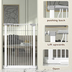 41" Extra Tall Baby Gate for Doorway, 32.6-40.5'' Metal Pet Baby Safe Gate, Extra Wide Pressure Mounted Child Door with Expansion Kit, No Drilling Cat Fence Indoor, No Climb Cat Proof Gate, White