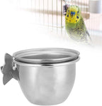 Stainless Steel Parrot Food Water COOP Cup Bird Feeding Dish Feeder CLAMP Holder for Birds (7.5CM)