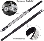 Serijoars Small Dog Collar with Rhinestone Crystal Diamond Colorful Bling Girl Puppy Cat Collars (L, Dark Blue)