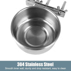Bird Feeding Dish Cups,Stainless Steel Birdcage Coop Water Feeder with Clamp Holder for Birds,Parrots,Cockatiel,Parakeet,Macaw,Finches, Lovebirds,Small Animals