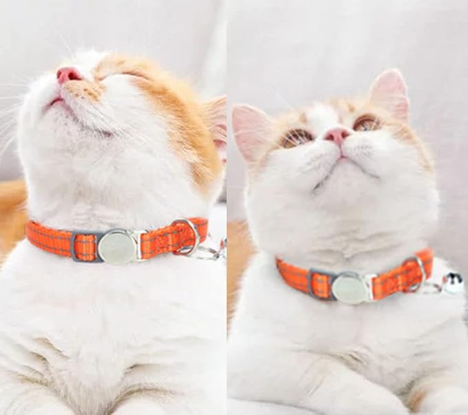 Teal Cat Collars with Bell, Reflective Soft Nylon Breakaway Kitten Collar with Bells, Break Away Puppy Collars for Xs Small Boy Male Dogs, Neck 7-11 Inch