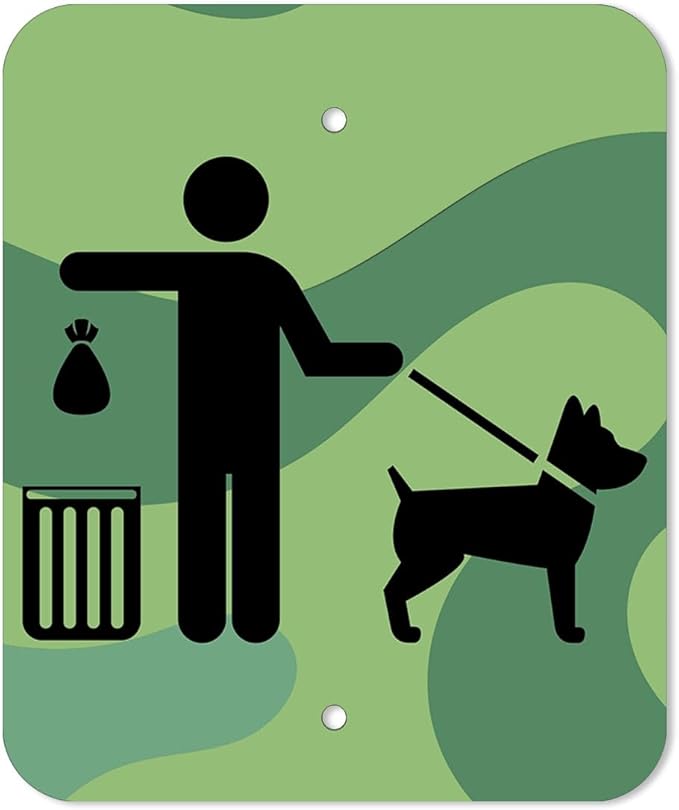 DISPENSE-ART™ collection "Green Land Abstract" - Custom UV printed design on rust-proof aluminum starter dog waste station/roll bag system - Includes 400 dog waste bags & 10x12 Sign