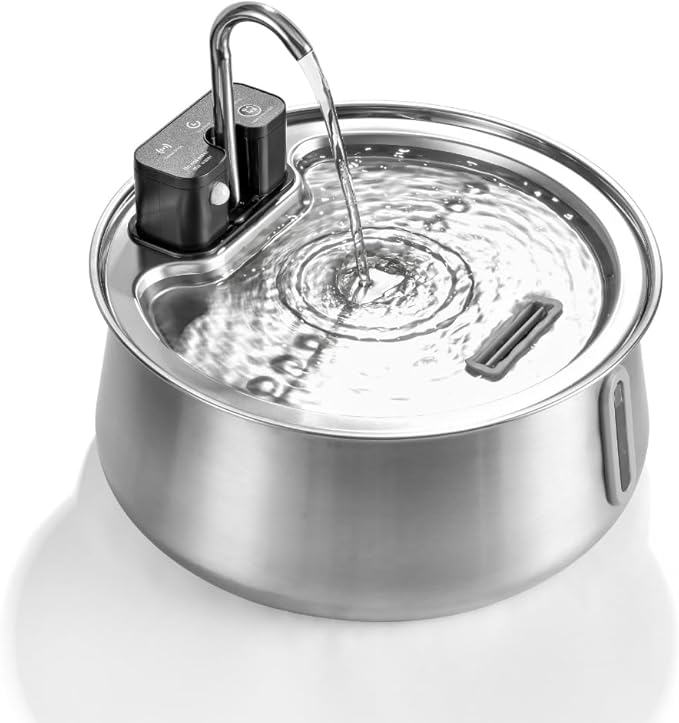The KittySpout Stainless Steel Wireless Cat Water Fountain, 4L/108oz