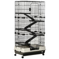 6-tier Platform Rolling Small Animal Rabbit Cage with a Large Living Space, Black