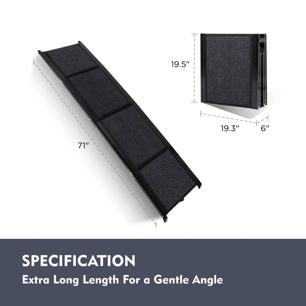 Dog Ramp For Car 71 Long & 19.3 Wide Portable Dog Ramps For Large Dogs With Non-Slip Rug Surface Dog Car Ramp For SUV Car & Truck, Folding Dog Ramp Up To 250LBS