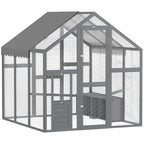 Large Wooden Chicken Run With Waterproof & Anti-UV Cover, For 6-8 Chickens, For Backyard, Farm, 5.5' X 6' X 6'Multiple Packages