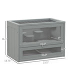 2-Level Hamster Cage with Openable Top, Door, Shelf, Ladder, Gray