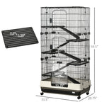 6-tier Platform Rolling Small Animal Rabbit Cage with a Large Living Space, Black