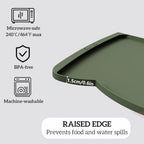 OHMO Dog Food Mat(Camo Green, 24 * 15'') w/Residue Collection Pocket Silicone Pet Feeding Mat for Floor High Edges Anti Spills Waterproof Cat Water Bowl Tray, Easy Clean Placemat
