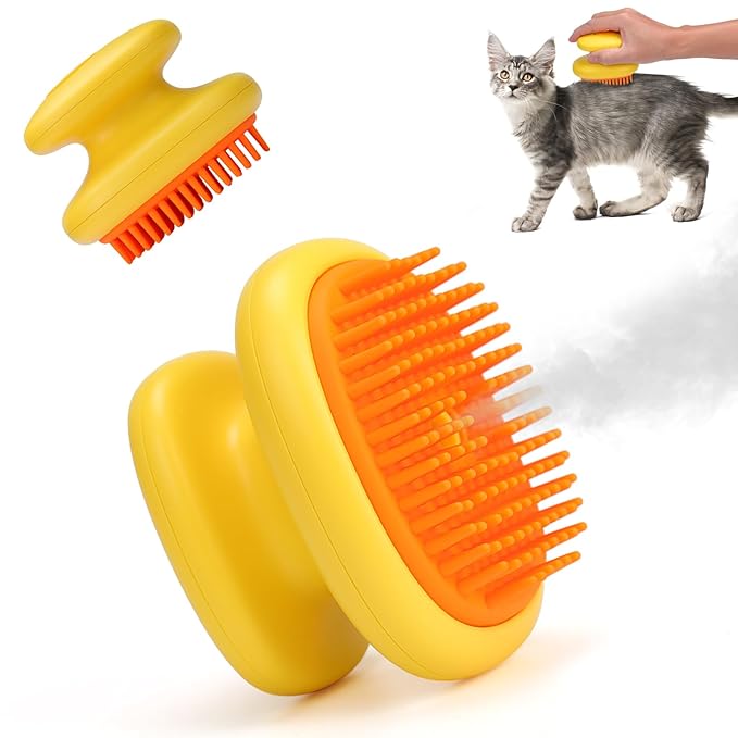 Cat Steam Brush, 3 in 1 Cat and Dog Grooming Brush for Shedding, Pet Hair Cleaning, Silicone Massage, Anti-Static Pet Spray Hair Removal Comb