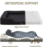 Bedfolks Orthopedic Dog Bed, Waterproof Dog Sofa Bed for Small Dogs & Cats, Egg Foam Pet Couch Bed with Removable Washable Cover and Nonslip Bottom, Black
