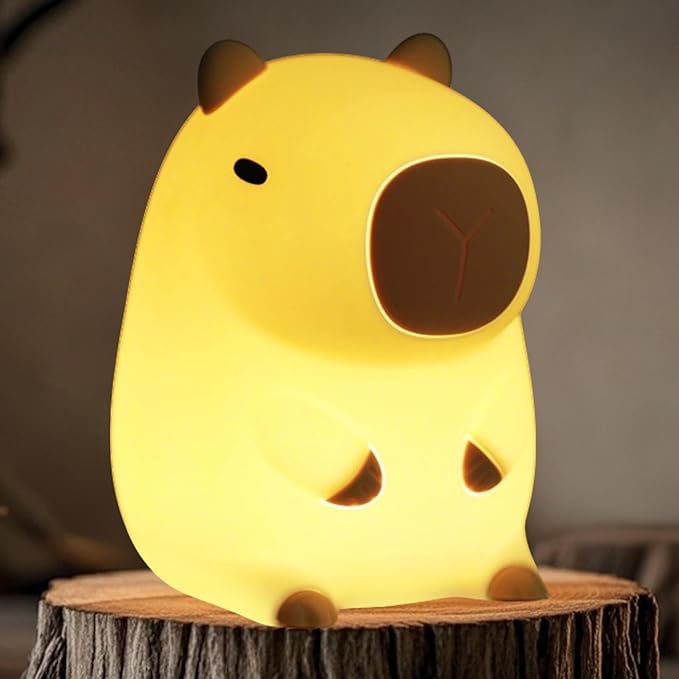 Cute Capybara Night Light, LED Squishy Novelty Animal Night Lamp,Dimmable/Timer Nursery Nightlight for Kids, Rechargeable Touch Bedside Lamp, Bedroom/Dorm Decor, Baby Boys Girls Christmas Gift