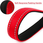 PLUTUS PET 10” Short Dog Leash, Reflective Nylon Padded Handle, Strong Traffic Leash with Carabiner Clip, Perfect for Large or Medium Dogs（10”，Red